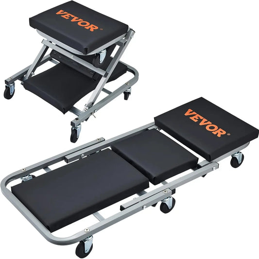 Foldable 36" Garage Creeper, 300 lbs Load Capacity, 6 Wheels with Padded Seat & Tool Tray, Steel Frame | Perfect Father's Day Gift for Mechanics