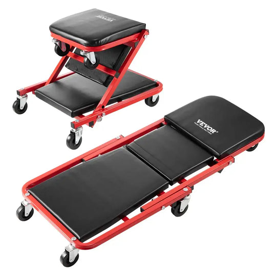 Foldable 36" Garage Creeper, 300 lbs Load Capacity, 6 Wheels with Padded Seat & Tool Tray, Steel Frame | Perfect Father's Day Gift for Mechanics