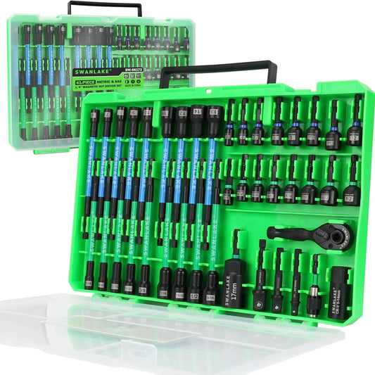 Magnetic Nut Driver Set, Metric & SAE (41/74 Piece) | Impact Drill Bits with Adapter & Holder, Father’s Day Gift for Men
