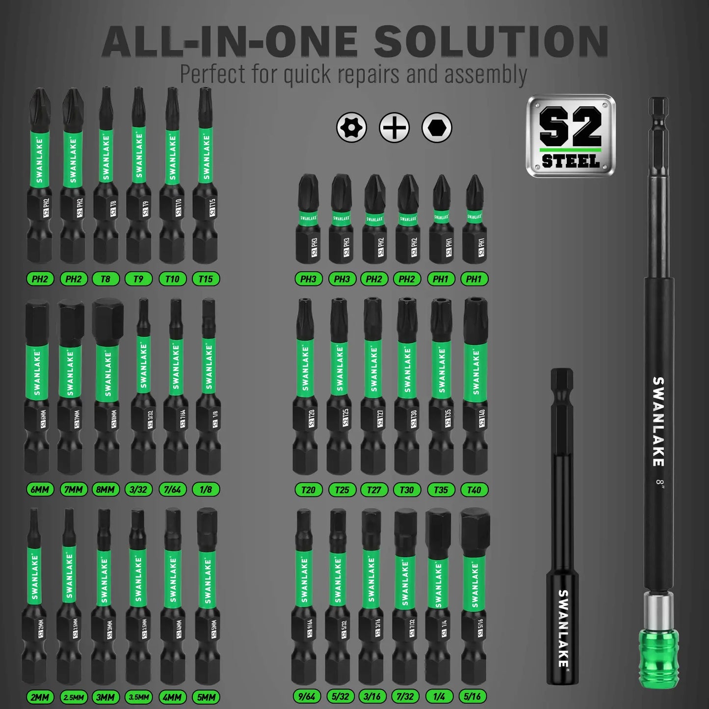 Magnetic Nut Driver Set, Metric & SAE (41/74 Piece) | Impact Drill Bits with Adapter & Holder, Father’s Day Gift for Men